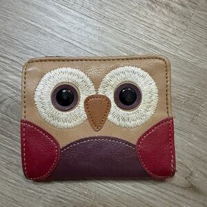 Relic Owl Wallet with Red and Tan Accents